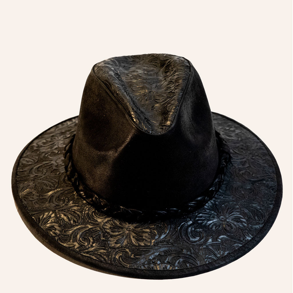 Embossed Cowhide Leather Hat