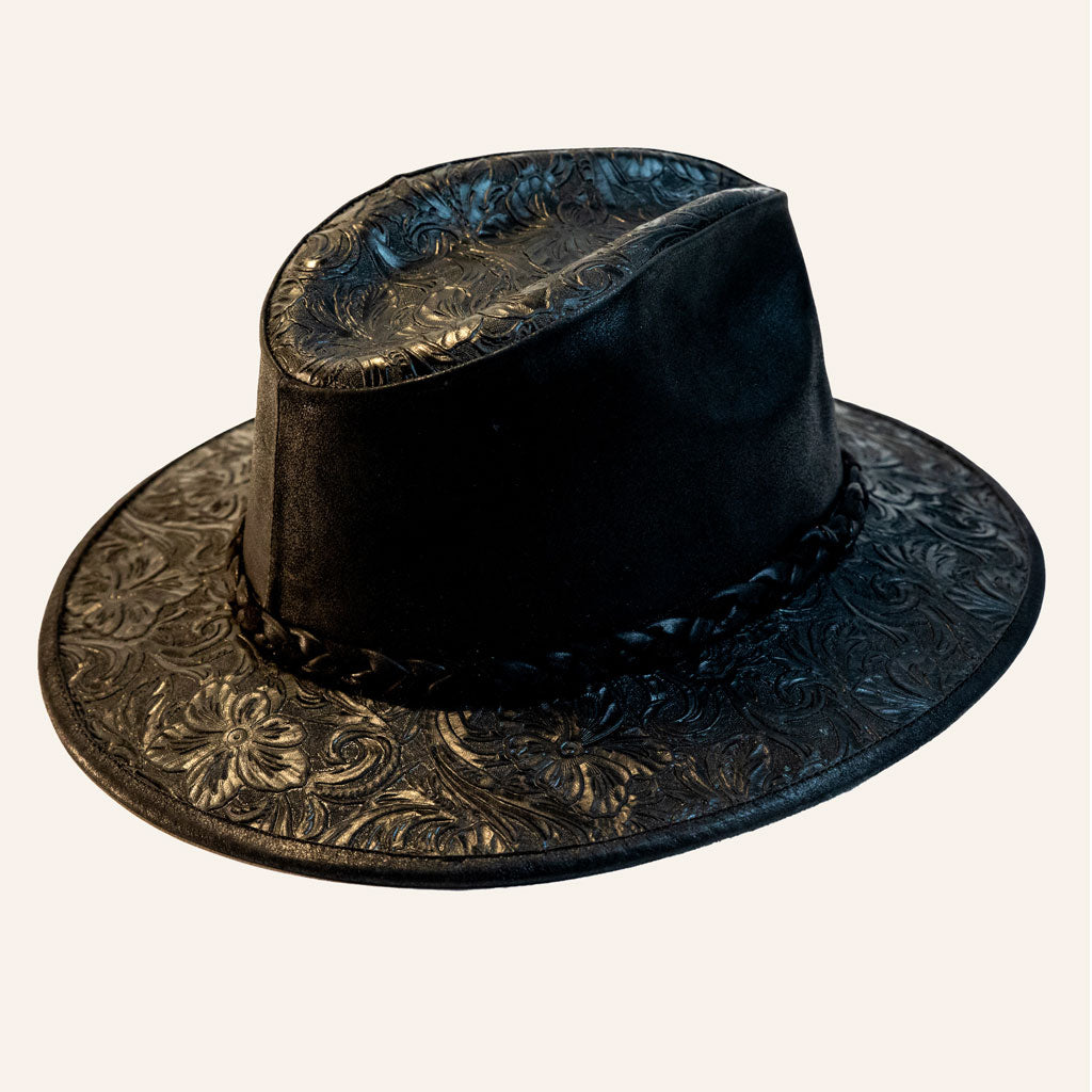 Embossed Cowhide Leather Hat