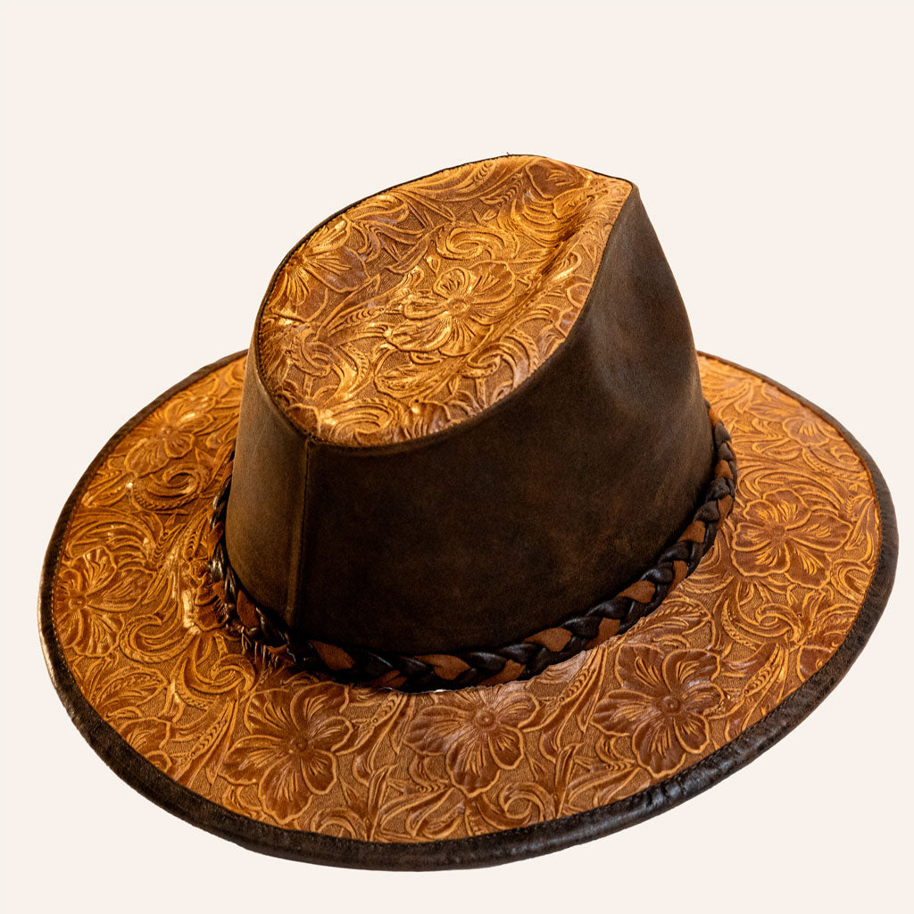 Embossed Cowhide Leather Hat