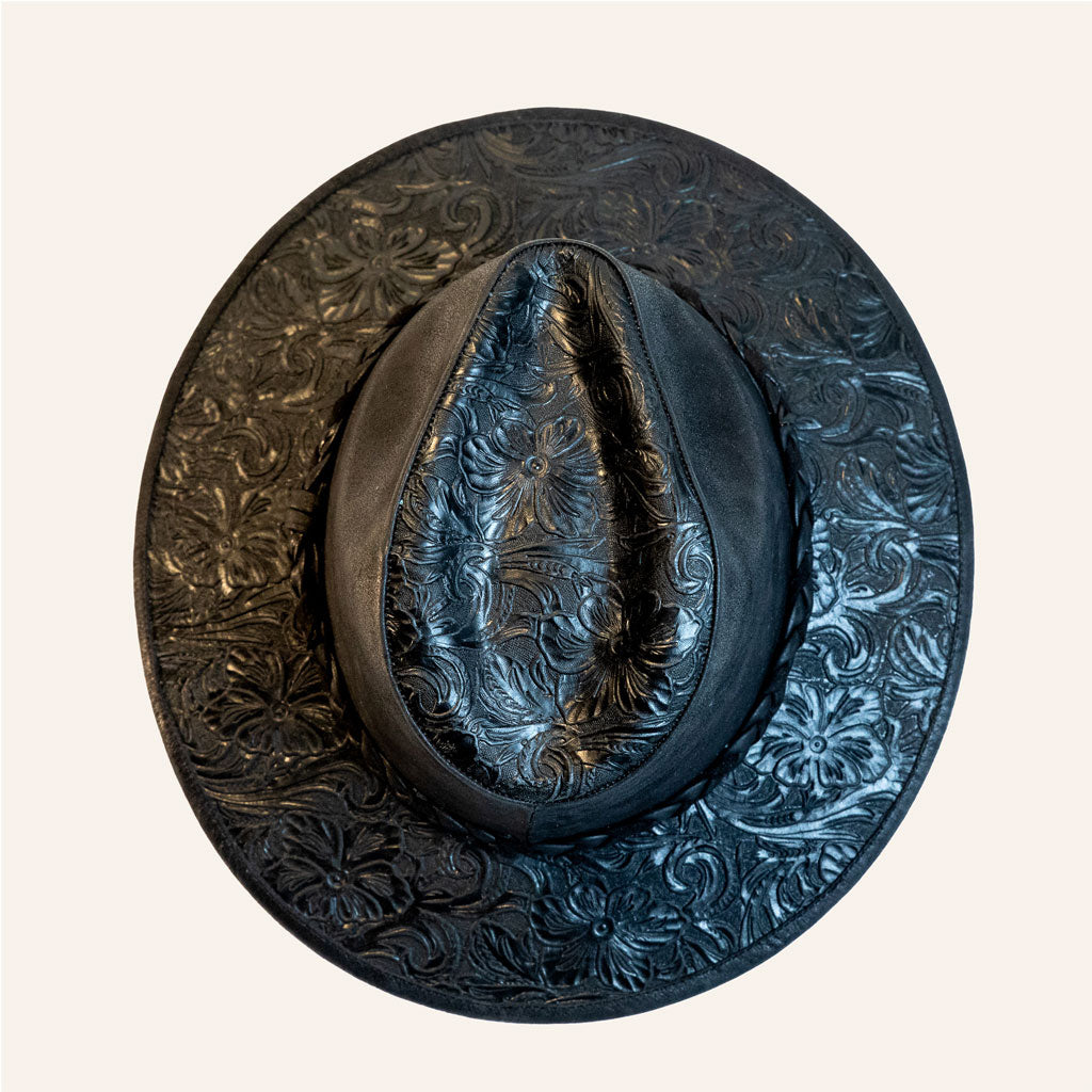 Embossed Cowhide Leather Hat