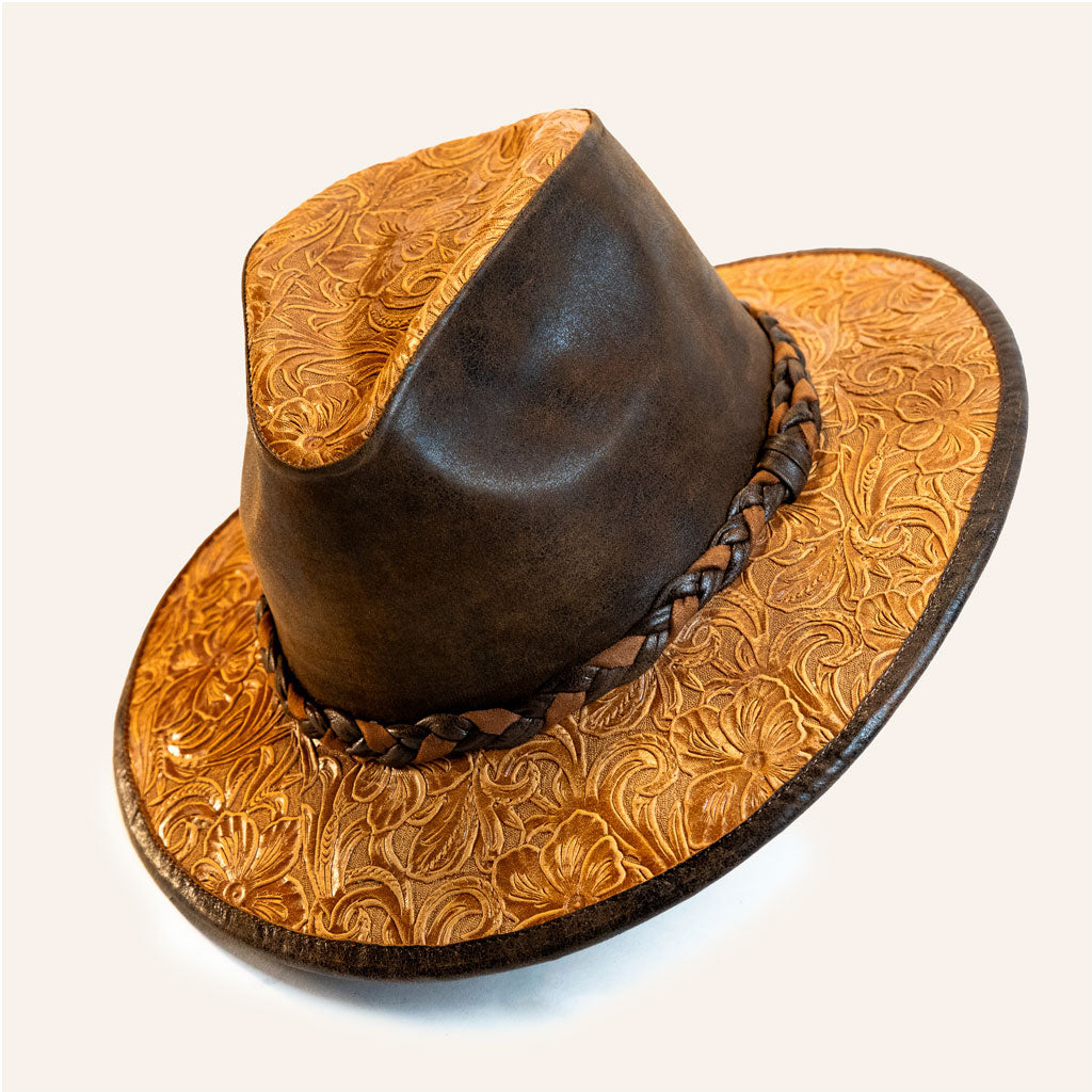 Embossed Cowhide Leather Hat