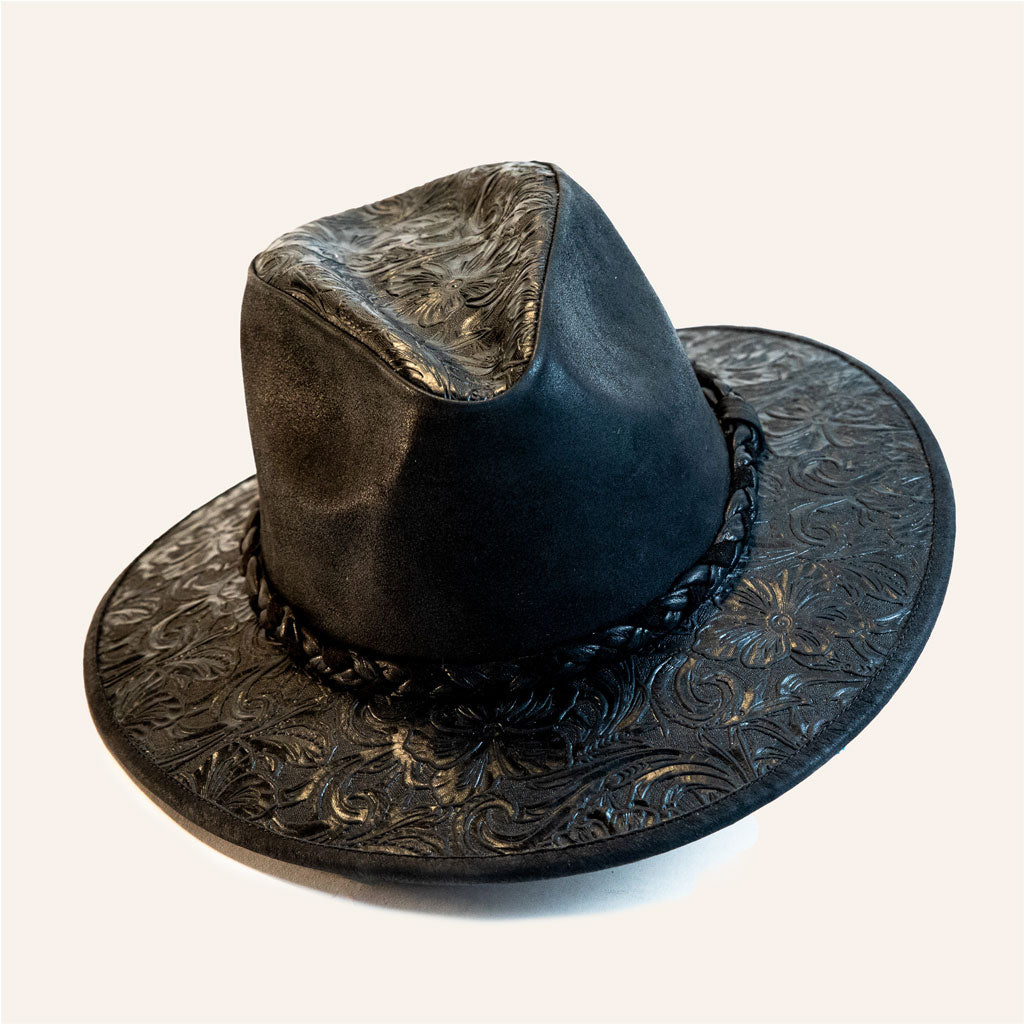 Embossed Cowhide Leather Hat