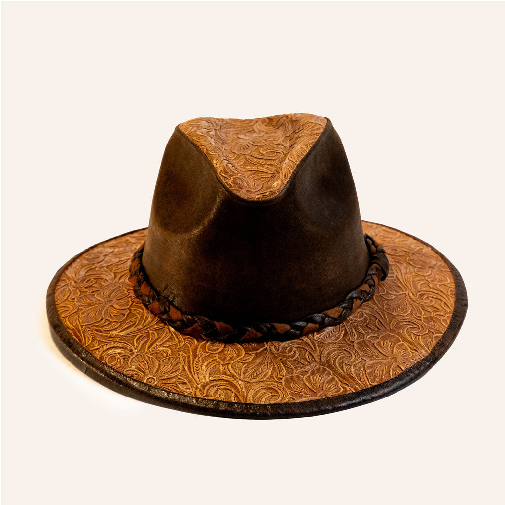 Embossed Cowhide Leather Hat