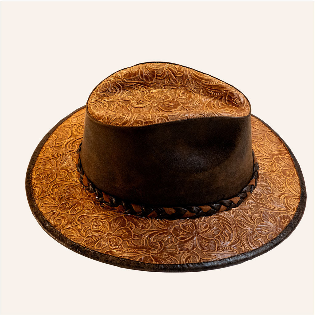 Embossed Cowhide Leather Hat