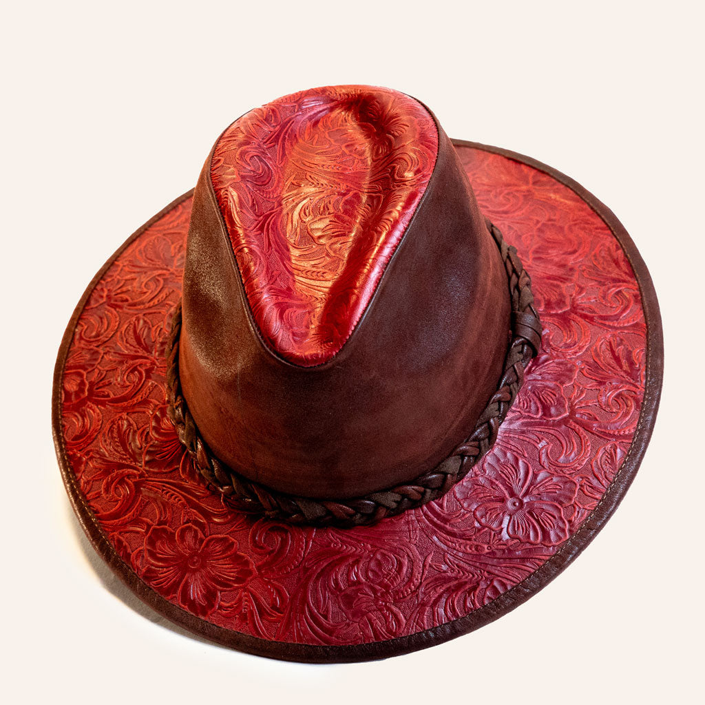 Embossed Cowhide Leather Hat