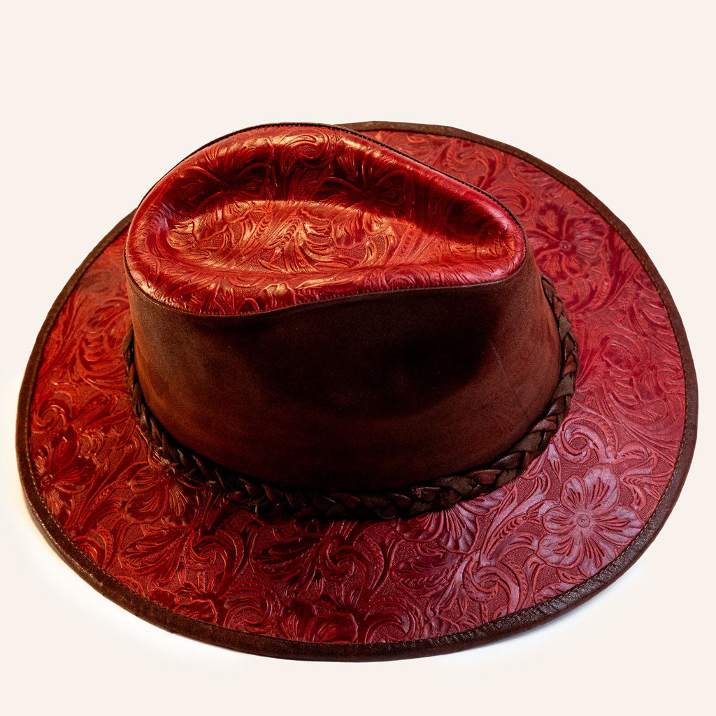 Embossed Cowhide Leather Hat