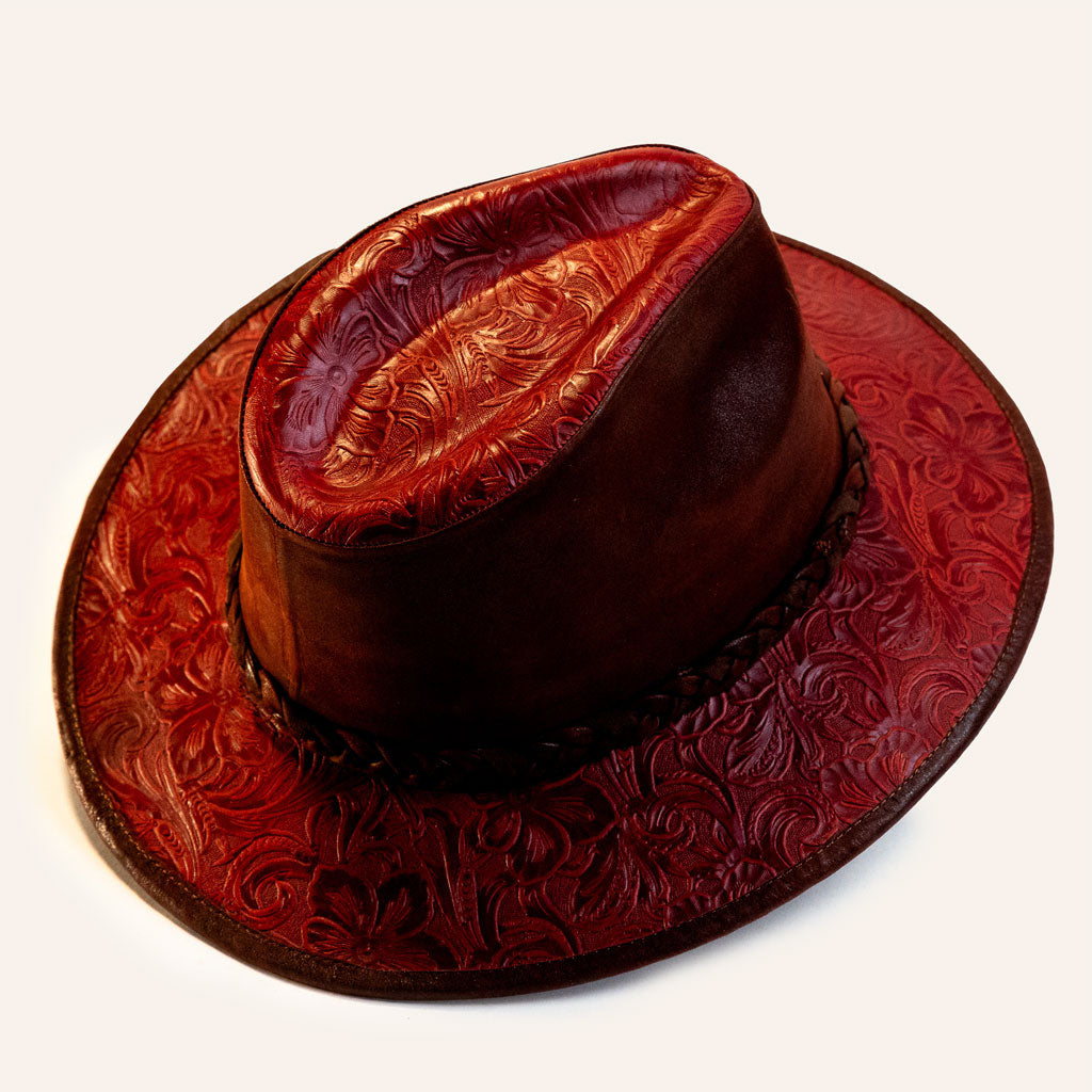 Embossed Cowhide Leather Hat