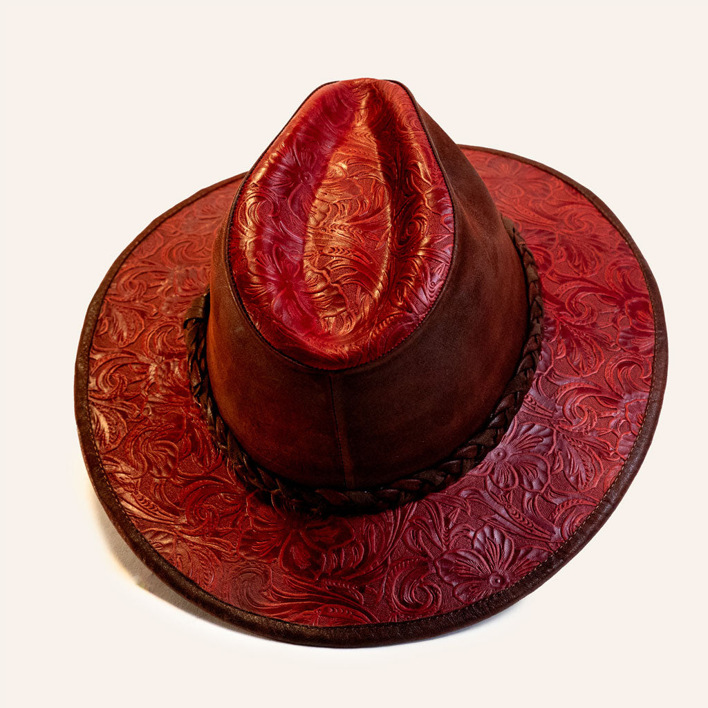 Embossed Cowhide Leather Hat